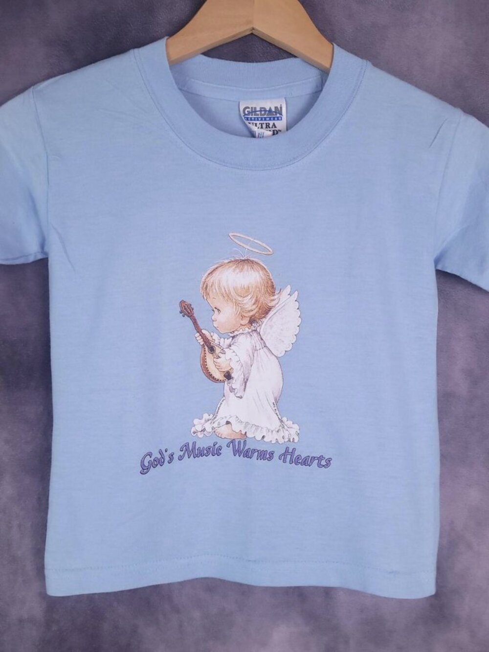 Vintage 00s Y2K babydoll blue angel graphic shirt